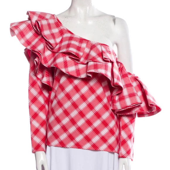 Johanna Ortiz Mangas Coloradas Gingham Blouse in Red